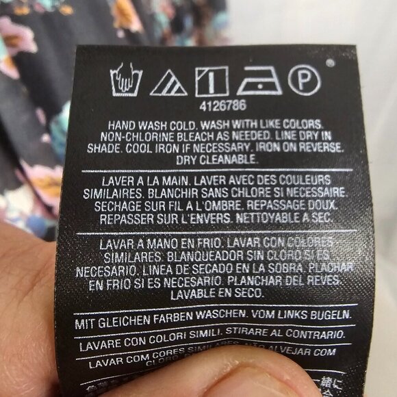 Volcom Gray Blue Floral Peasant Blouse Crochet Festival Tunic Boho Hippie S - Picture 12 of 13